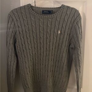 Ralph Lauren Gray Cable Knit Crewneck Sweater